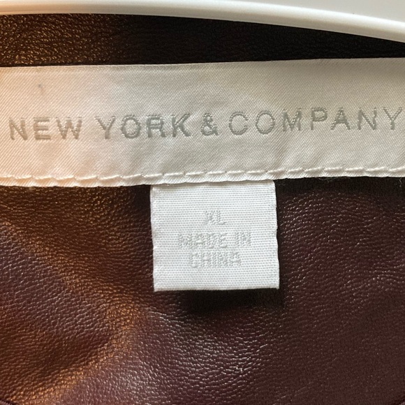 Moto Faux Leather Jacket with Quilted Pattern & Spandex Burgundy/Brown - Picture 4 of 11